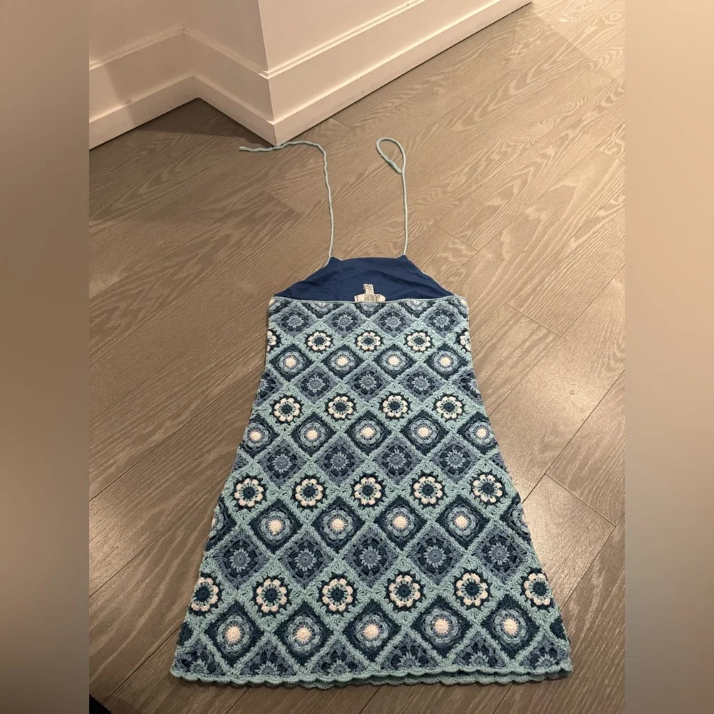 Crotchet blue dress - gorgeous on and perfect for summer - Picture 3 of 4